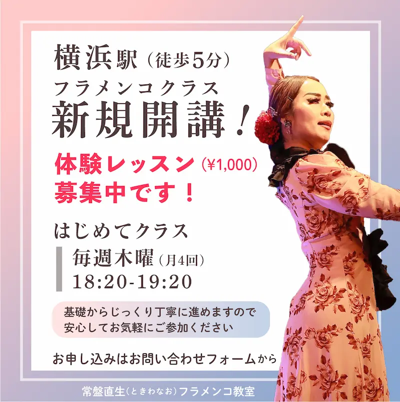フラメンコ教室横浜駅徒歩5分新規開講。体験レッスン募集中
